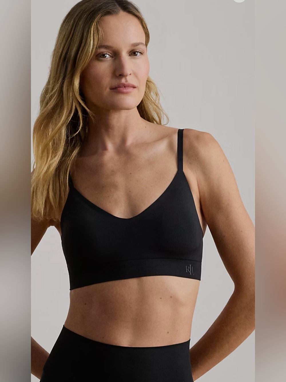 NWT Ralph Lauren Black Wireless Bralette lightly padded adjustable M